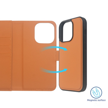 iPhone 14 Pro Max Magnetic Flip Wallet Case Cover with Drop-Resistant PU Leather, Multiple Card Holder Slots & Secure Front Screen Cover- Rose Gold